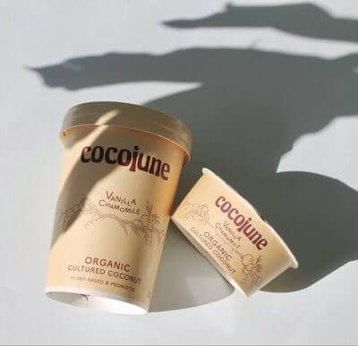 Cocojune Vanilla Chamomile 4oz and 16oz yogurt