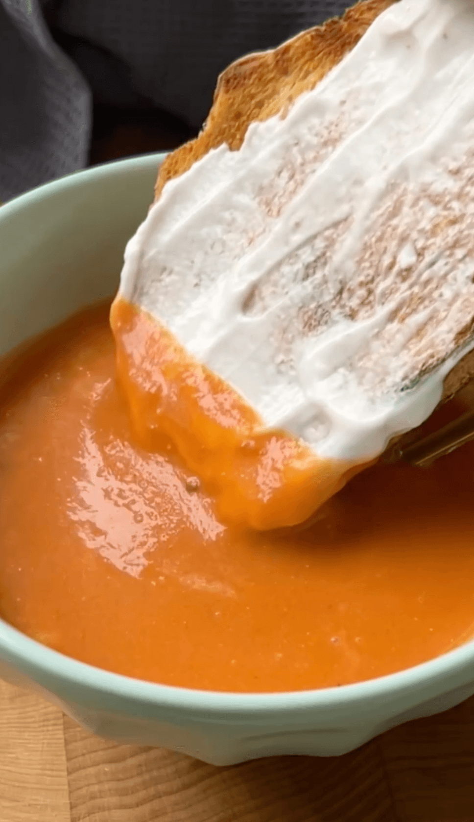 Dairy-free tomato soup with cocojune labneh